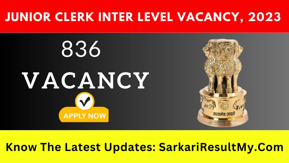 Junior Clerk Inter Level Vacancy