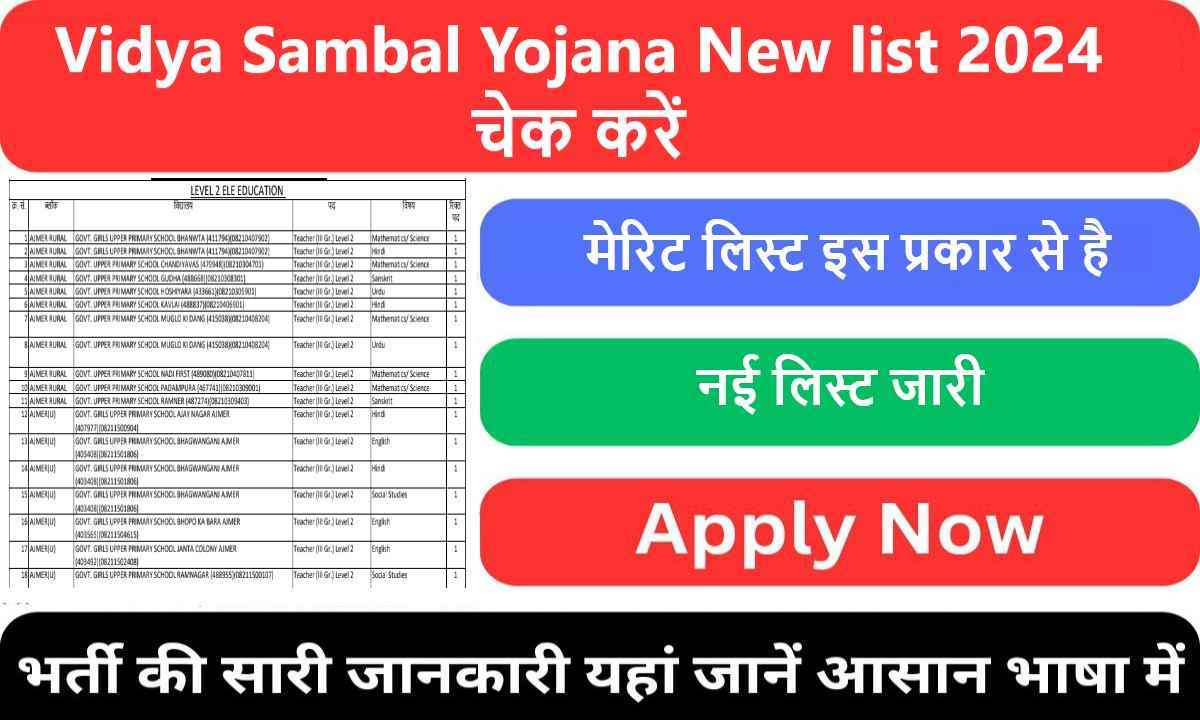 Vidya Sambal Yojana New list